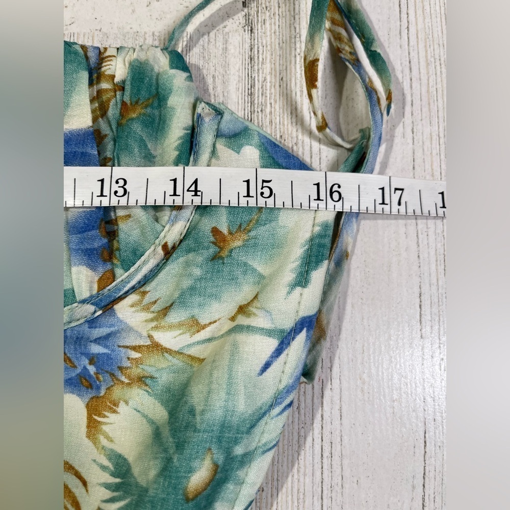Saints & Secrets MIDI DRESS - CUP BUST SLEEVELESS SLIT IN GREEN FLORAL Sz M - Picture 4 of 11
